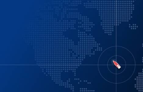 Satellitenansicht des Ozeans mit Schiffsverfolgungs-Overlay